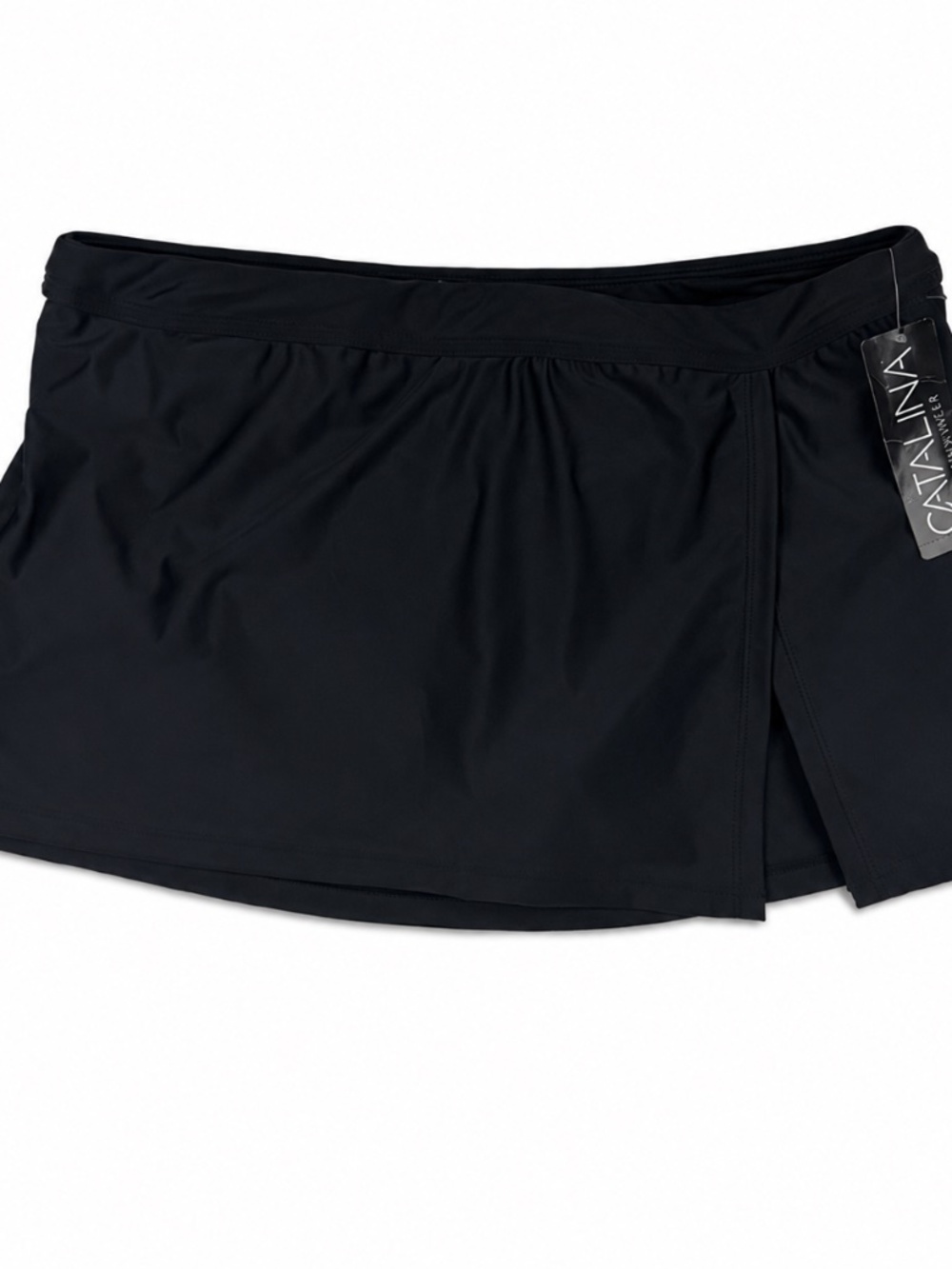 Catalina Swim Skirt Bottom Black Swimwear Mock Wrap Skort Plus Size NWT